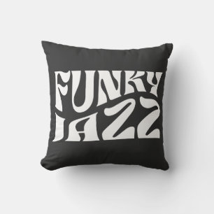 Funky Jazz Music Bold Typography Throw Pillow