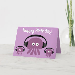 Funky Jellyfish DJ Birthday Greeting Card