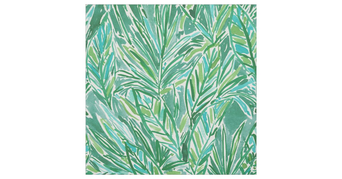 FUNKY JUNGLE Wild Green Tropical Leaf Pattern Fabric | Zazzle