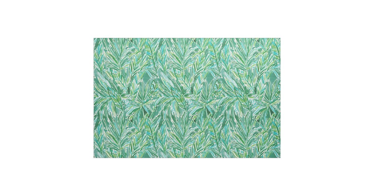 FUNKY JUNGLE Wild Green Tropical Leaf Pattern Fabric | Zazzle