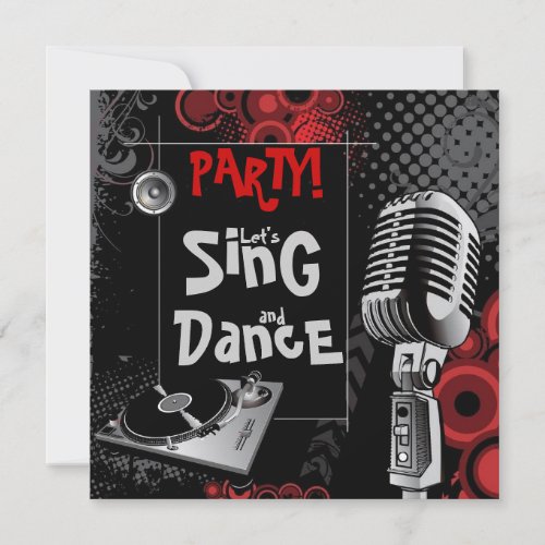 Funky Karaoke Music Sing Dance Birthday Party Invitation