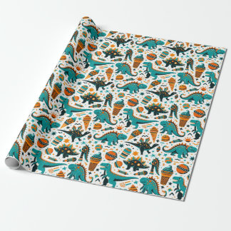 funky Kid's Dinoaur pattern Wrapping Paper