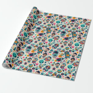 funky Kid's Outer Space pattern Wrapping Paper