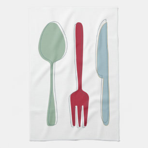 Funky Kitchen Utensils Mid-century Retro Towel
