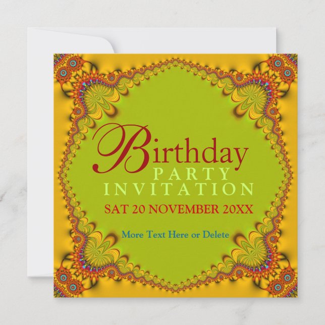 Funky Lace Owl Adult Birthday Party Invitations (Front)