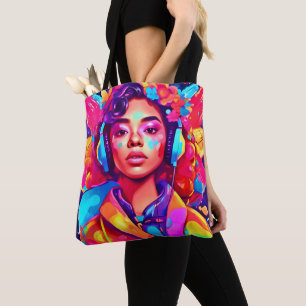 Funky Lady Digital Artwork Tote Bag