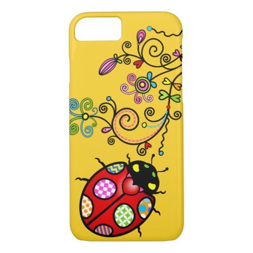 Funky Ladybug and Curly Flowers iPhone 7 iPhone 87 Case