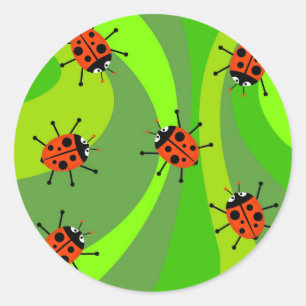 Funky Ladybugs Classic Round Sticker