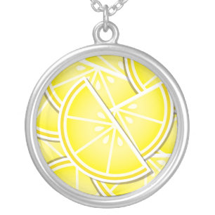 Funky lemon wedges! silver plated necklace
