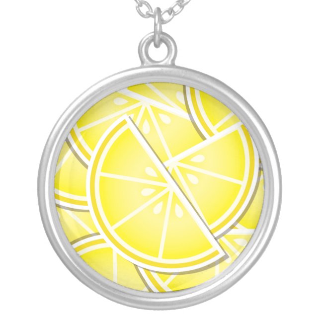 Funky lemon wedges! silver plated necklace (Front)