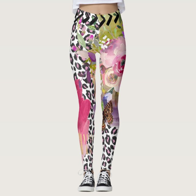 Funky Leopard and Floral leggings (Front)