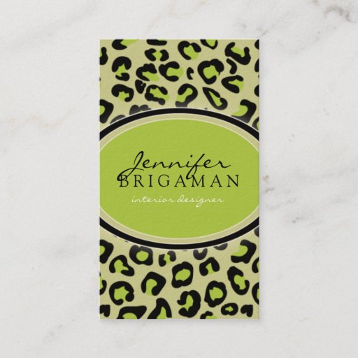 Customizable Funky Leopard Print Custom Business Card :: Lime