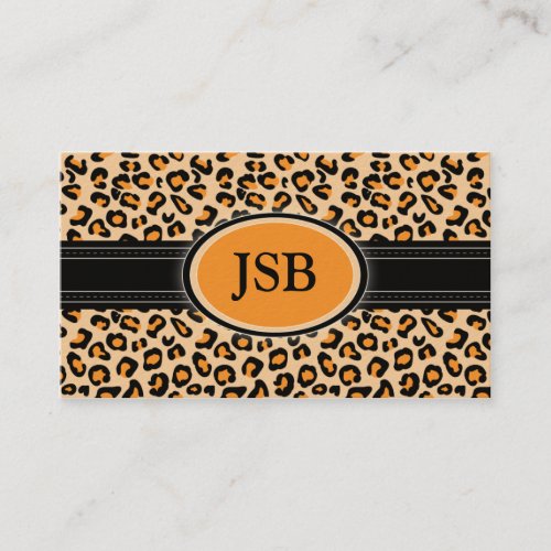 Funky Leopard Print Custom Business Card :: Orange