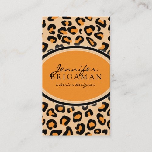 Funky Leopard Print Custom Business Card :: Orange