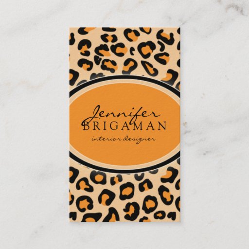 Customizable Funky Leopard Print Custom Business Card :: Orange