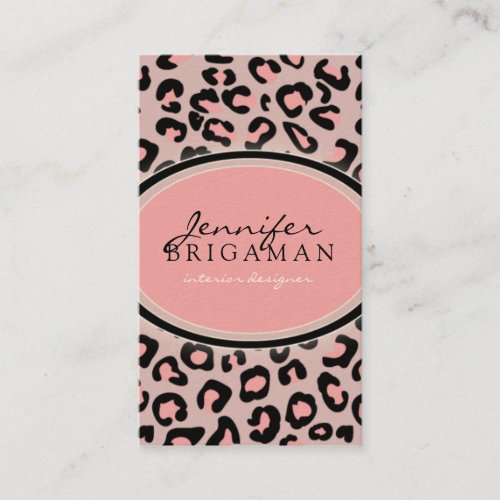 Funky Leopard Print Custom Business Card :: Pink