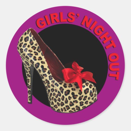 Funky Leopard Stiletto Girls Night Out Classic Round Sticker