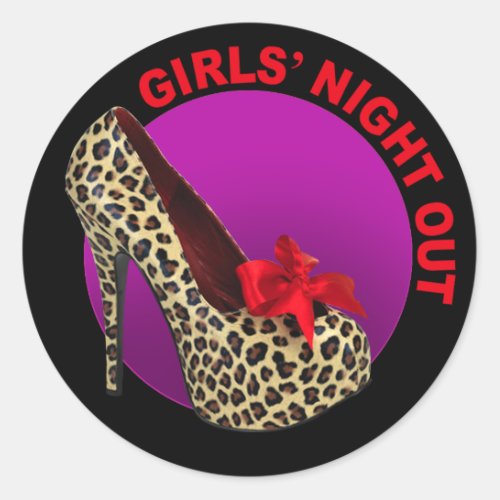 Funky Leopard Stiletto Girls Night Out Classic Round Sticker