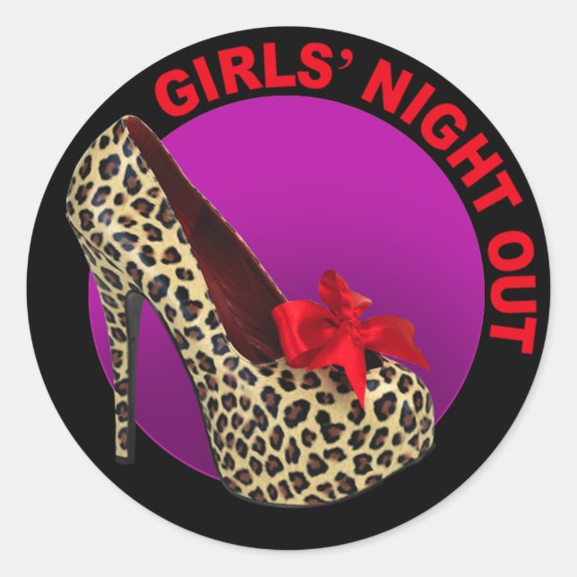 Funky Leopard Stiletto Girls Night Out Classic Round Sticker (Front)