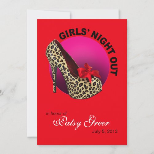 Funky Leopard Stiletto Girls Night Out Custom Invitations
