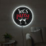 Funky Lets Party Glasses White Red Black LED Sign