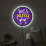 Funky Lets Party Glasses White Yellow Purple LED Sign