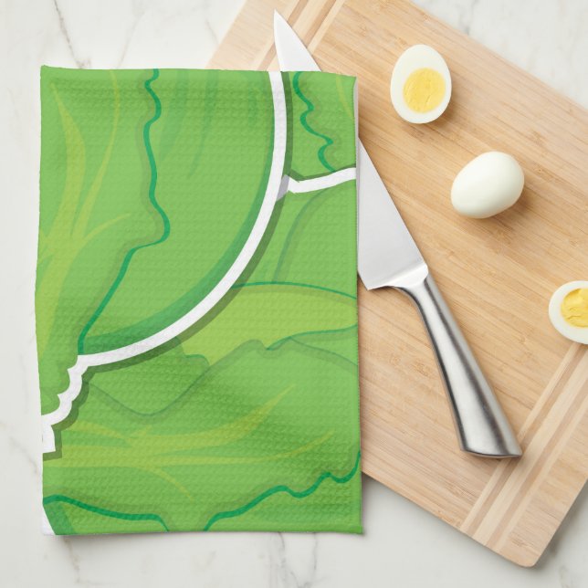 Funky lettuce kitchen towel (Quarter Fold)