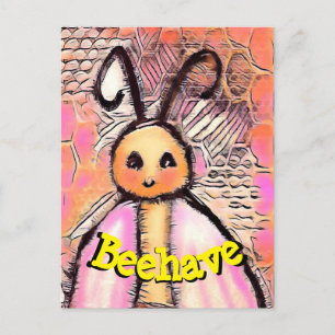 Funky Lil honey bee behave postcard