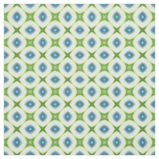 Funky Lime Green Aqua Turquoise Squares Mosaic Fabric