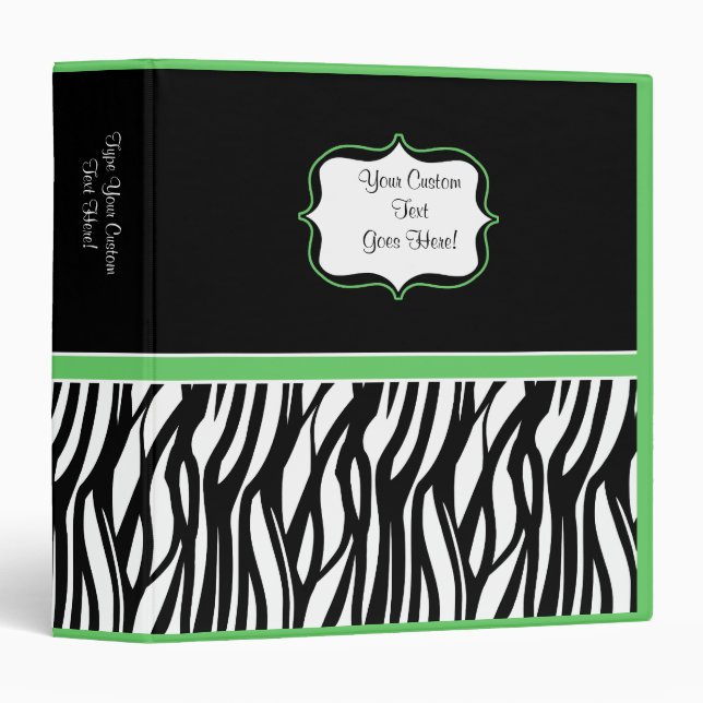 Funky Lime Zebra Binder (Front/Spine)