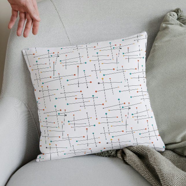 Funky Lines and Dots Mid Century Modern Throw Pillow (Creator Uploaded)