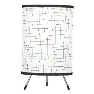 Funky Lines And Dots Mid Mod Retro Pattern Tripod Lamp