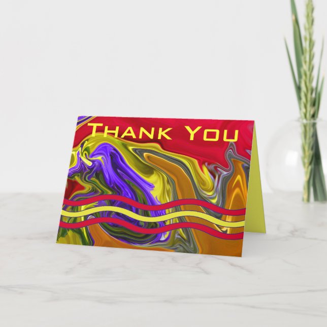 Funky Liquid Wave Abstract Art Personalized Letterpress Thank You Card (Front)