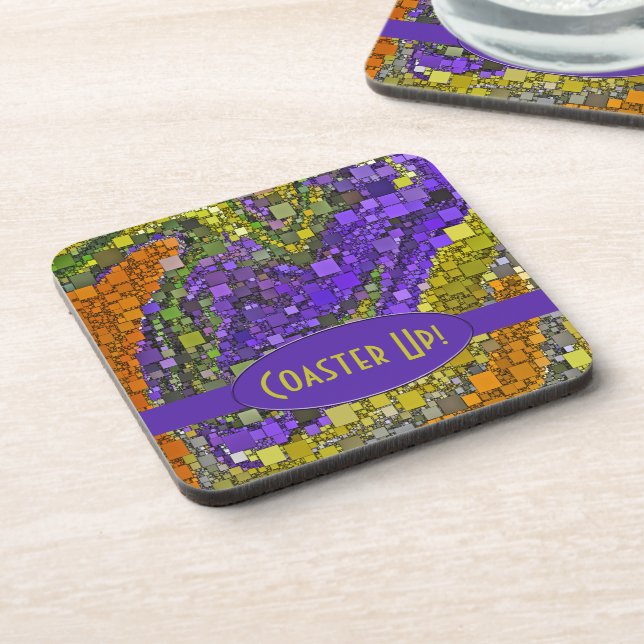 Funky Liquid Wave Geometric Artwork Personalized Beverage Coaster (Left Side)