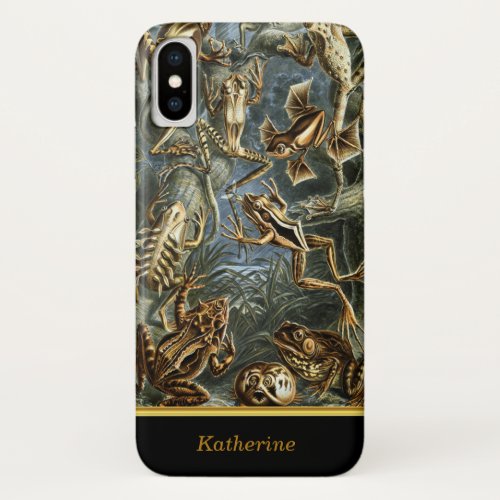 Funky looking frogs swimming in the water iPhone XS case