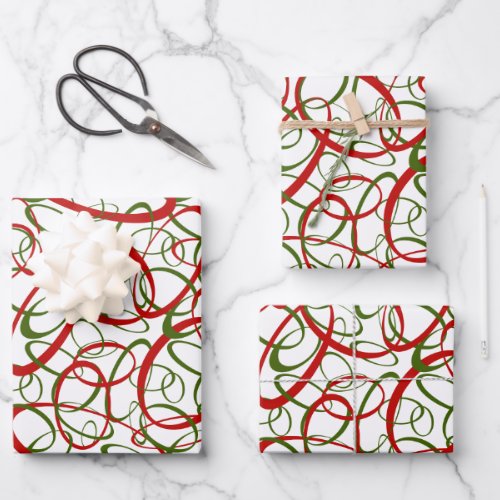 Funky loops bright red green  wrapping paper sheets