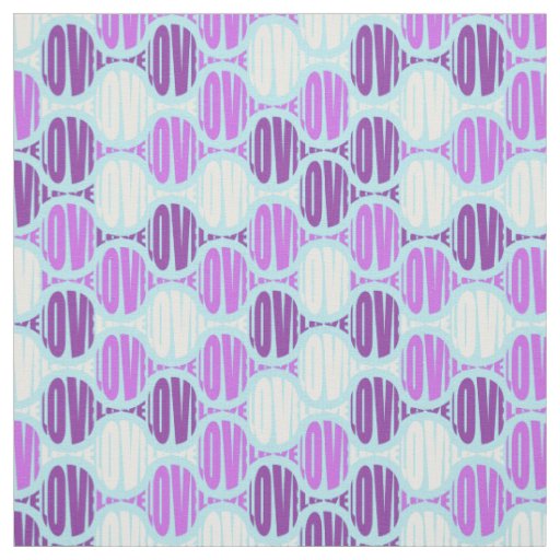 Funky Love Typography Purple Fabric