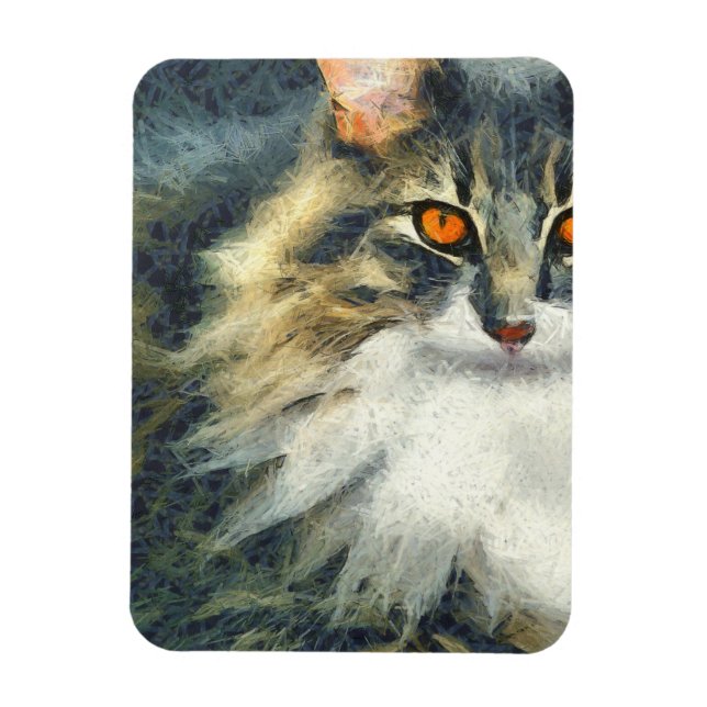 Funky Maine Coon Cat Art Magnet (Vertical)