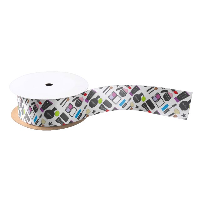 Funky Makeup Collage Satin Ribbon (Spool)