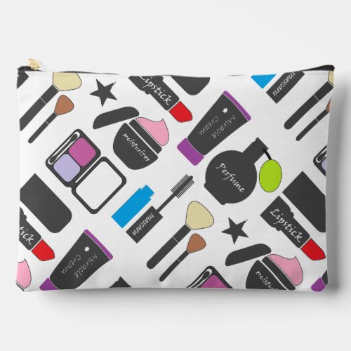 Funky Makeup Cosmetics Collage Pattern Accessory Pouch