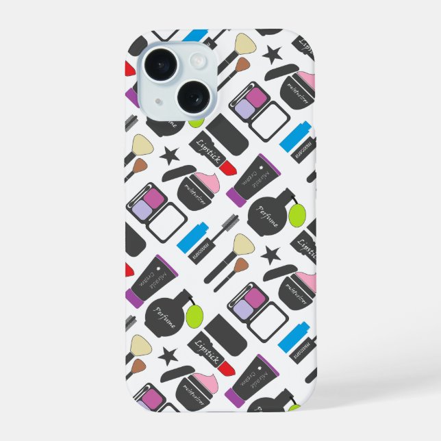 Funky Makeup Cosmetics Collage Pattern Iphone Case (Back)