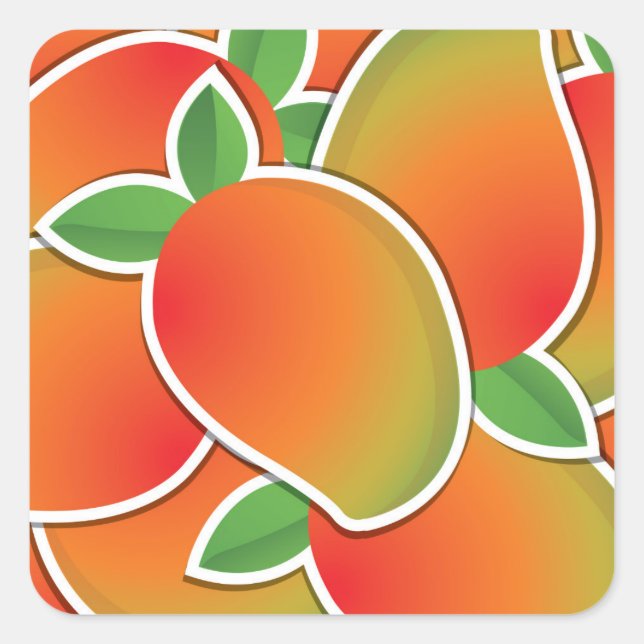 Funky mango square sticker (Front)