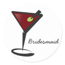 Funky martini Fun Bridesmaid Favors Classic Round Sticker