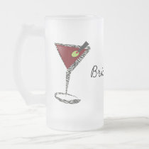 Funky martini Fun Bridesmaid Favors Frosted Glass Beer Mug