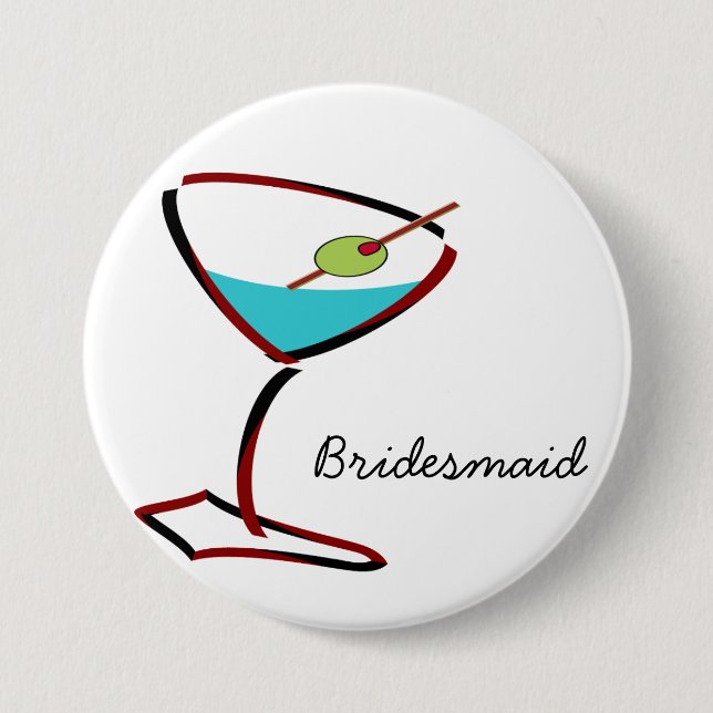 Funky martini red Bridesmaid Favors Button (Front)