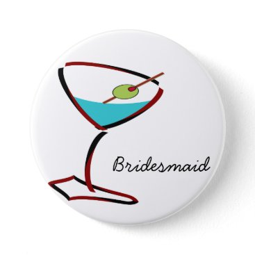 Funky martini red Bridesmaid Favors Button