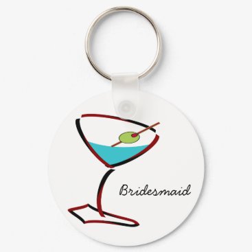 Funky martini red Bridesmaid Favors Keychain