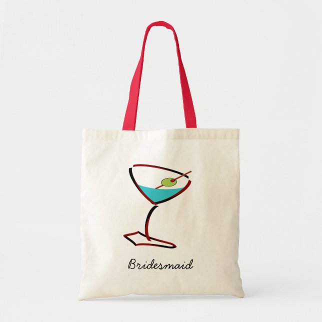 Funky martini red Bridesmaid Favors Tote Bag (Front)