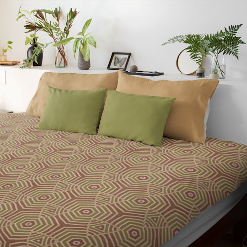 Funky Mauve Taupe Beige Olive Green Tribal Pattern Duvet Cover