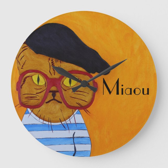 Funky Miaou Wall Clock! Large Clock (Front)